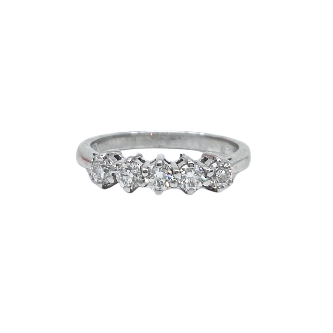 18ct White Gold Five Stone Diamond Ring 0.50ct