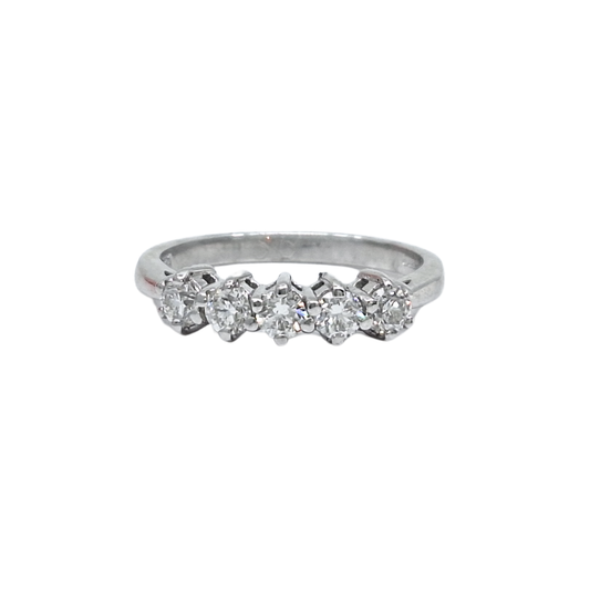 18ct White Gold Five Stone Diamond Ring 0.50ct
