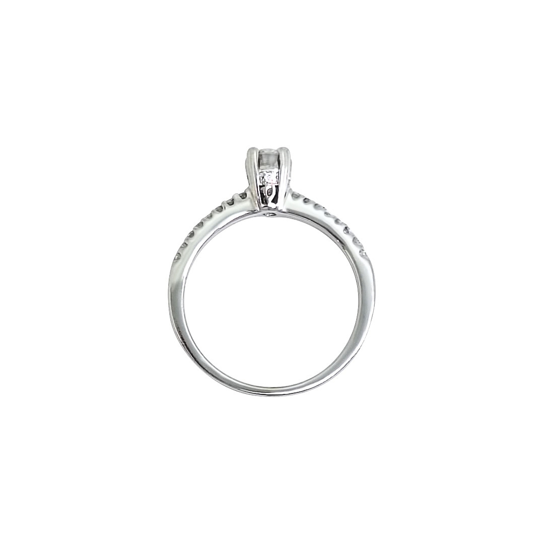 18ct White Gold Diamond Solitaire Ring With Diamond Shoulders