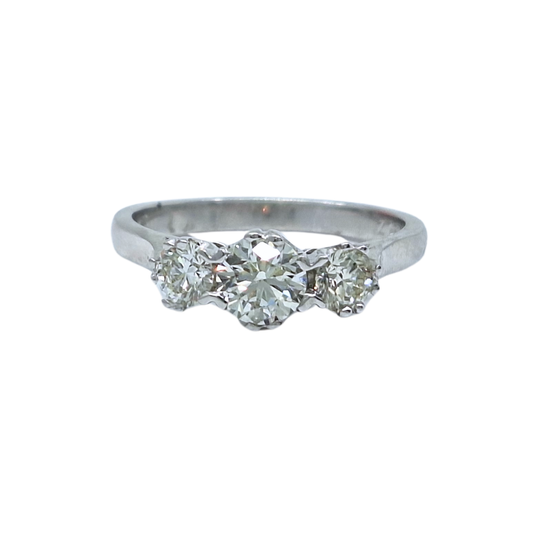 18ct White Gold Three Stone Diamond Ring 1.13ct