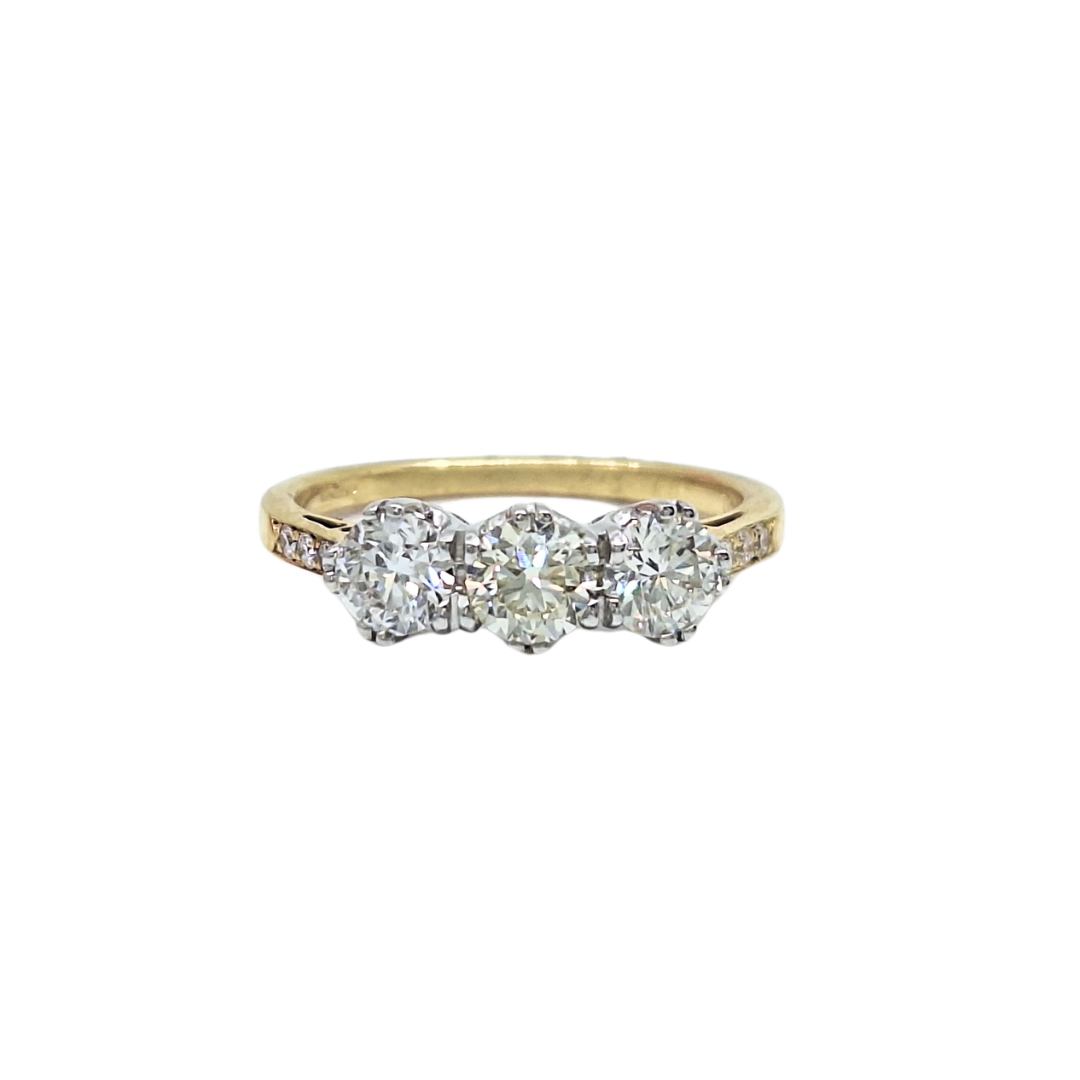 18ct Yellow Gold Three Stone Diamond Ring 1.08ct