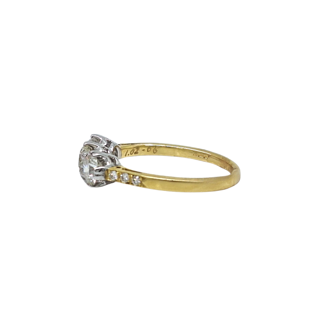 18ct Yellow Gold Three Stone Diamond Ring 1.08ct