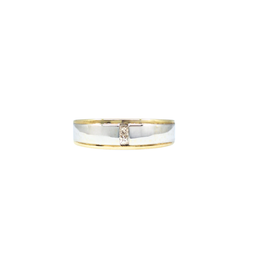 9ct White and Yellow Gold Diamond Band Ring