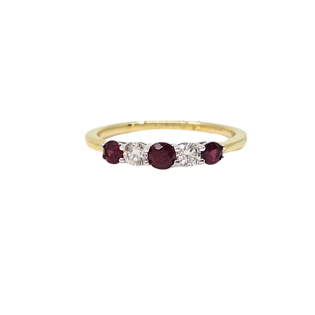 18ct Yellow Gold Ruby & Diamond Ring