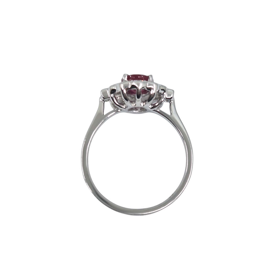 18ct White Gold Ruby & Diamond Cluster Ring