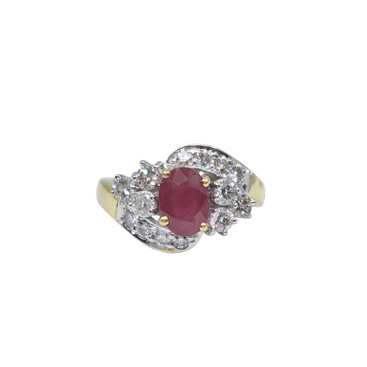 18ct Yellow Gold Ruby & Diamond Ring