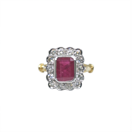 18ct Yellow Gold Ruby & Diamond Ring