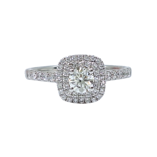 18ct White Gold Double Halo Diamond Ring 0.75ct