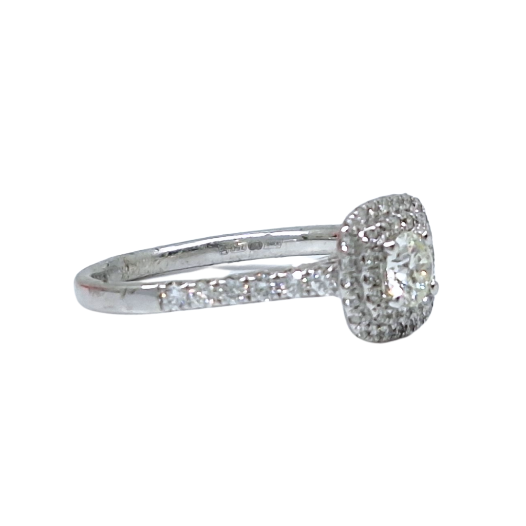 18ct White Gold Double Halo Diamond Ring 0.75ct