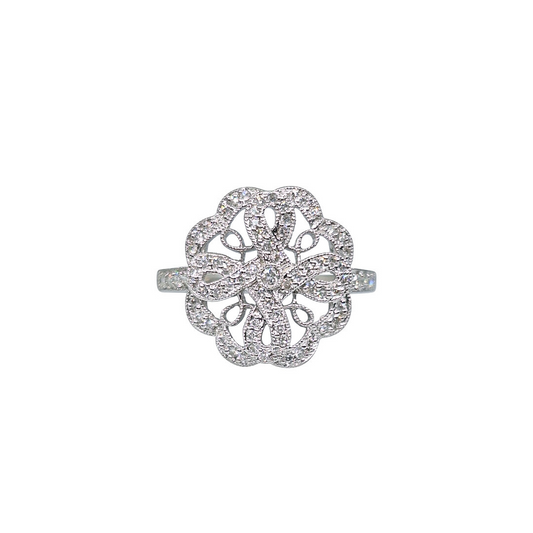 18ct White Gold Diamond Flower Cluster Ring