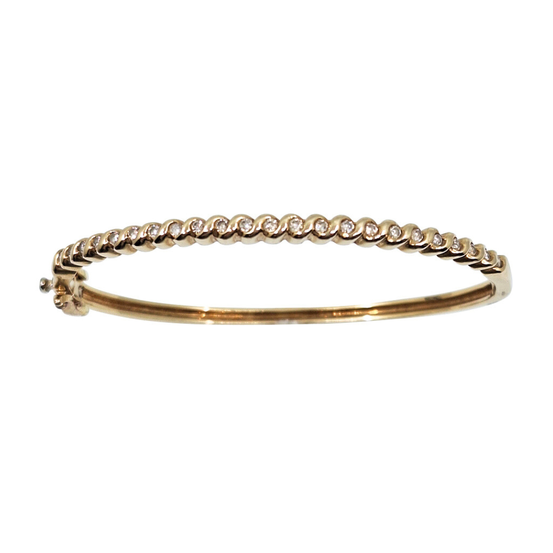 9ct Yellow Gold Diamond Bangle