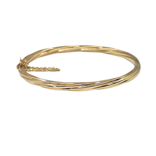 9ct Gold Twist Hinged Bangle