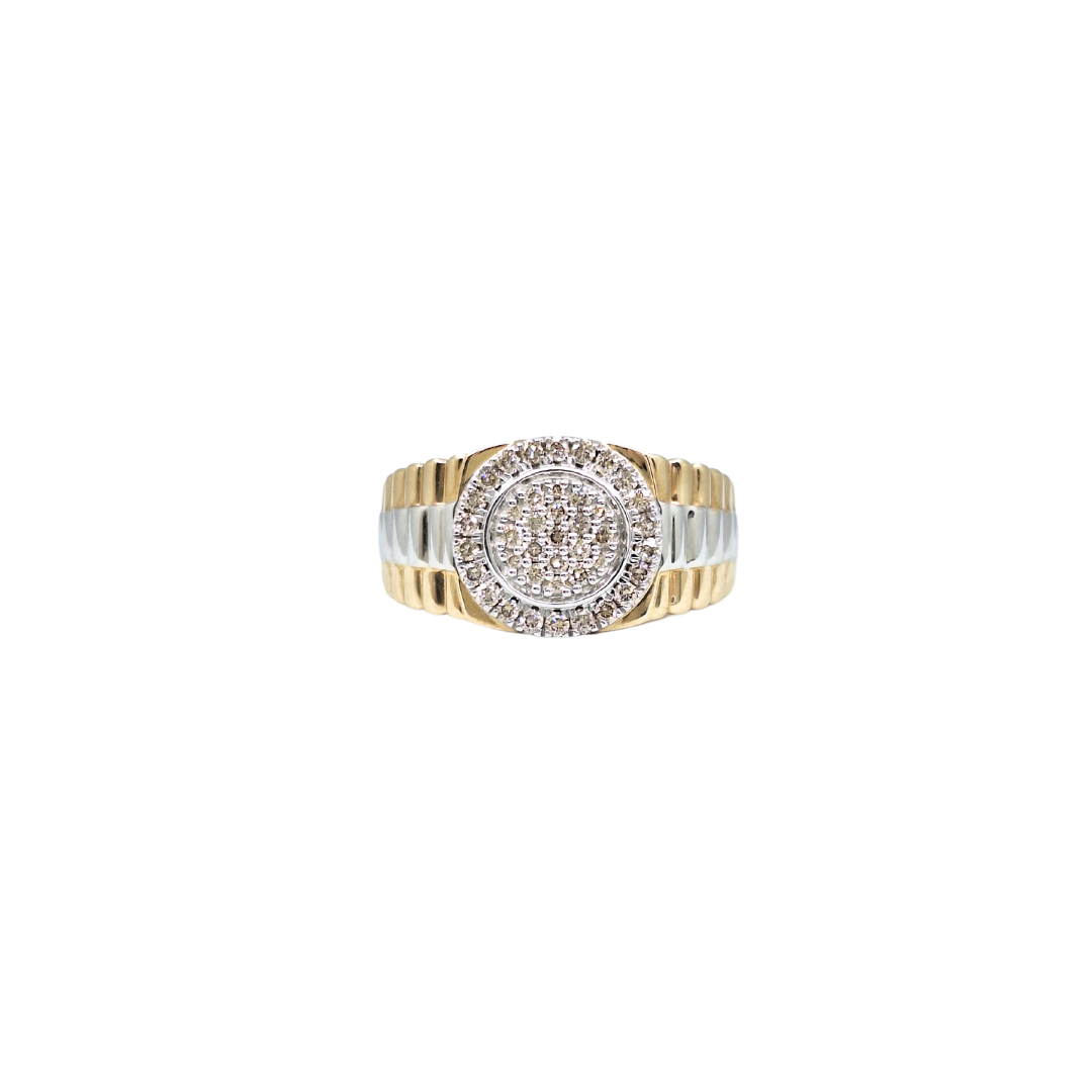 9ct Yellow Gold Diamond Gents Cluster Ring