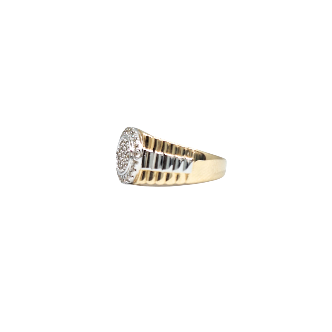 9ct Yellow Gold Diamond Gents Cluster Ring