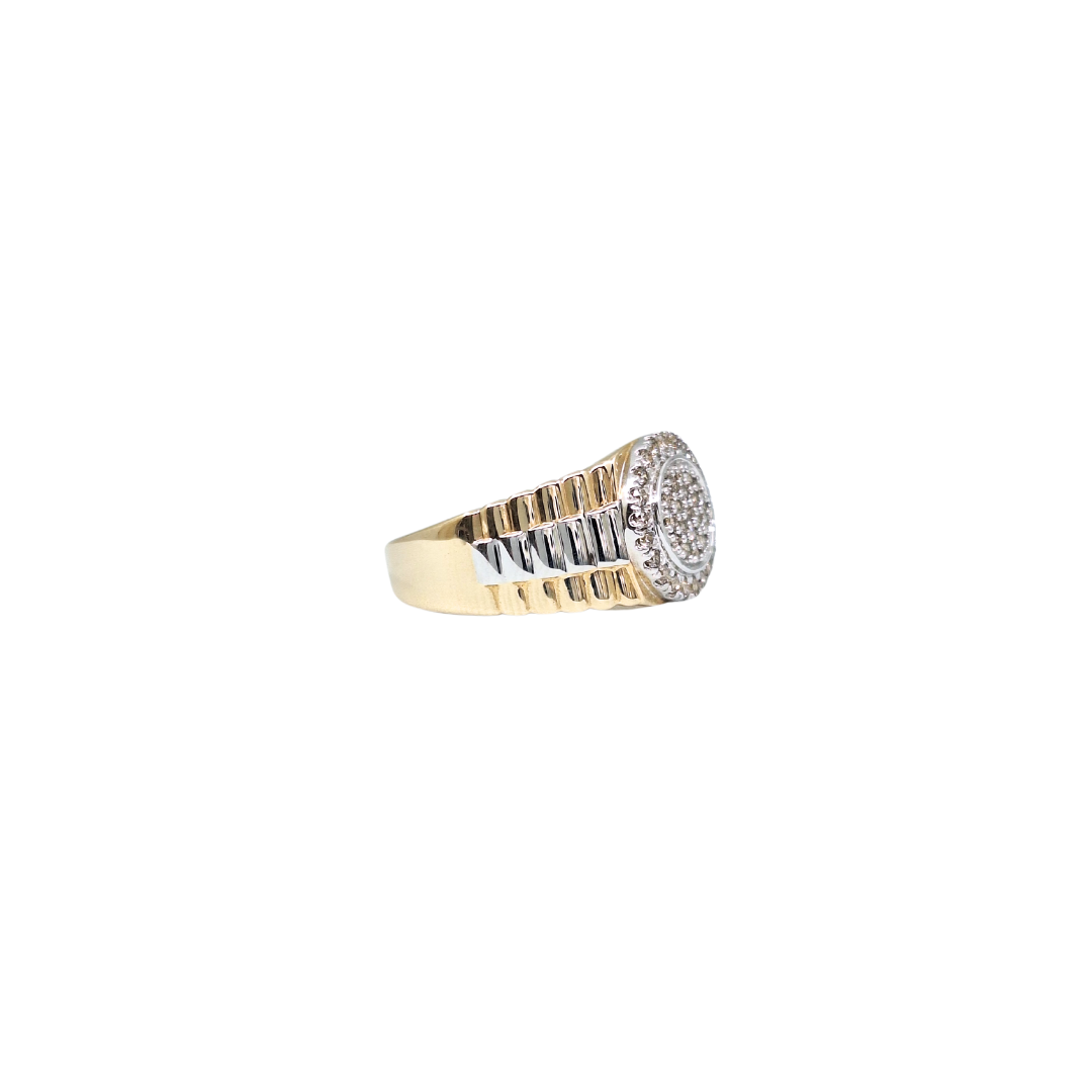 9ct Yellow Gold Diamond Gents Cluster Ring