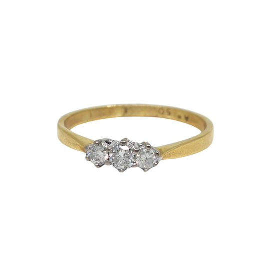 18ct Yellow Gold Three Stone Diamond Ring 0.50ct