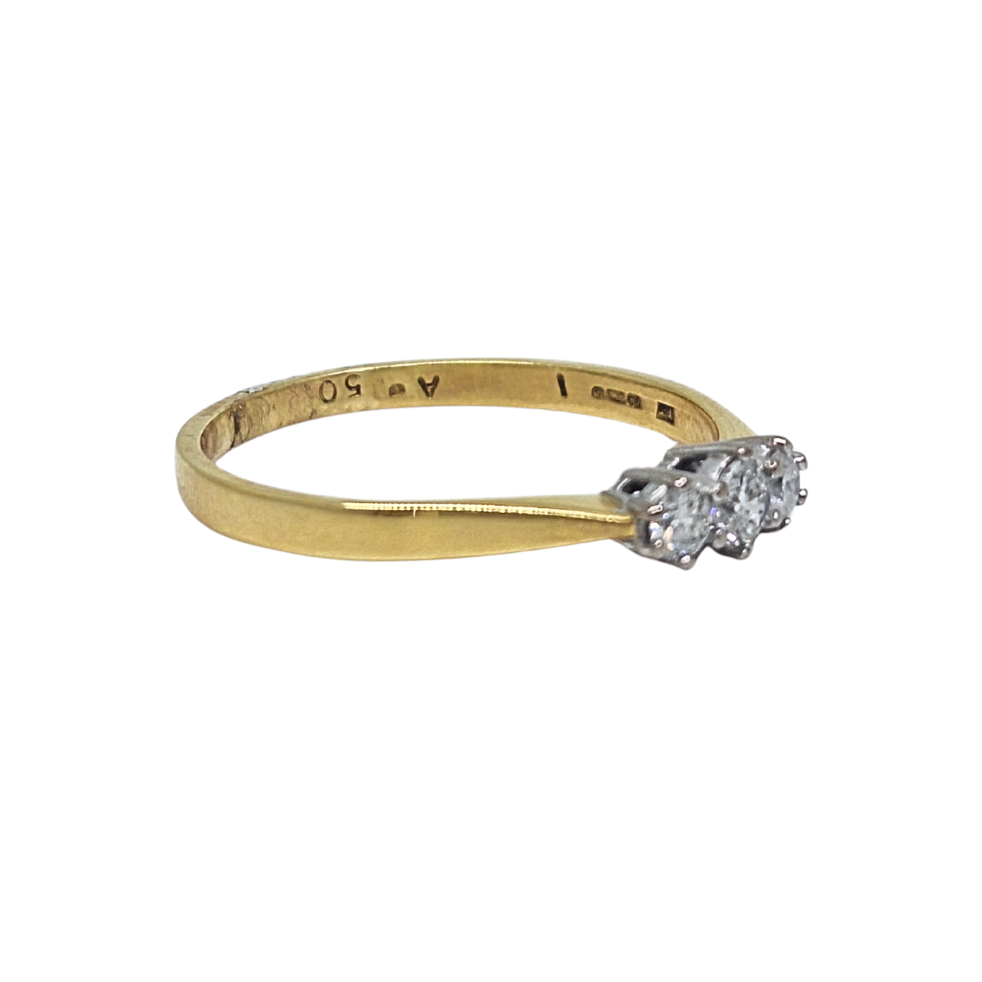 18ct Yellow Gold Three Stone Diamond Ring 0.50ct