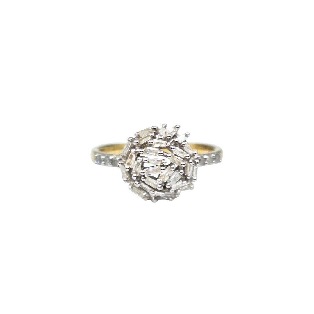 9ct Yellow Gold Diamond Cluster Ring