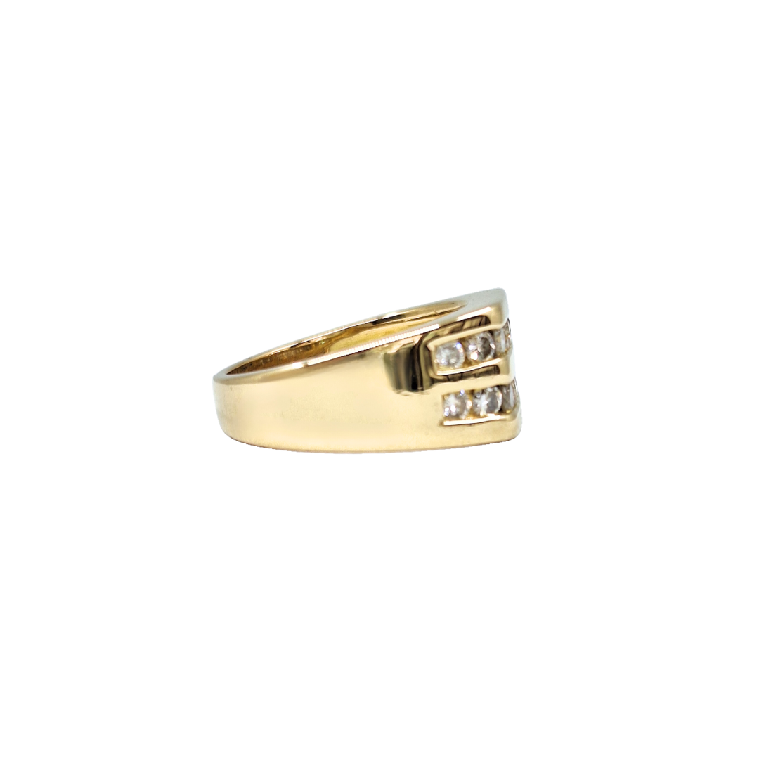 18ct Yellow Gold Diamond 2 Row Band Ring