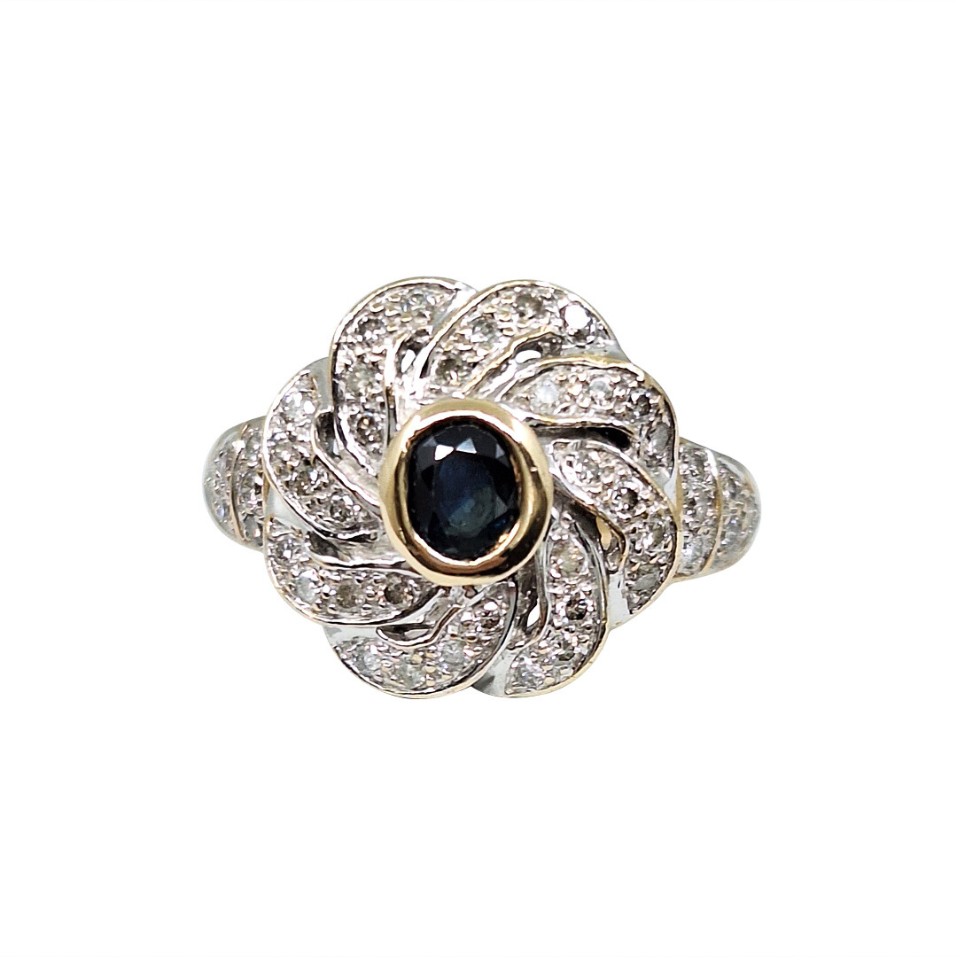 9ct Yellow Gold Sapphire & Diamond Ring