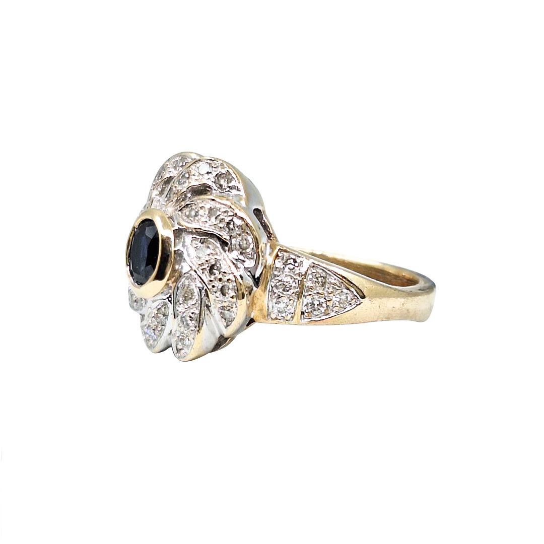 9ct Yellow Gold Sapphire & Diamond Ring