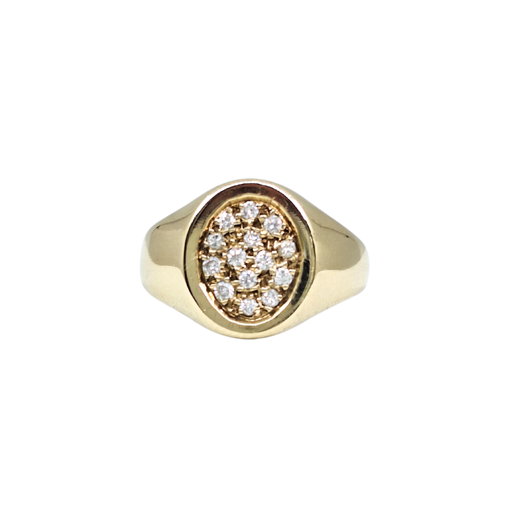 9ct Yellow Gold Gents Diamond Signet Ring