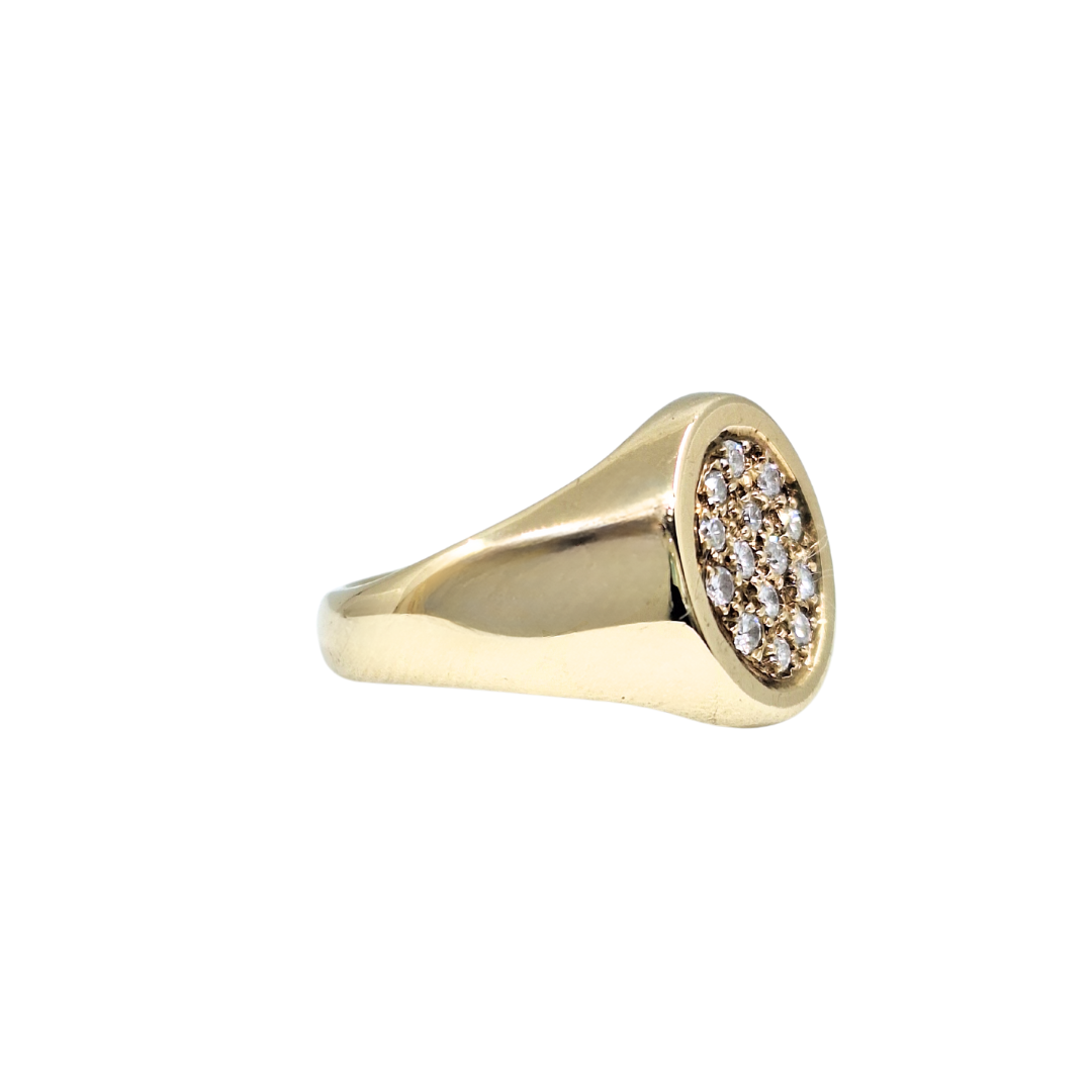 9ct Yellow Gold Gents Diamond Signet Ring