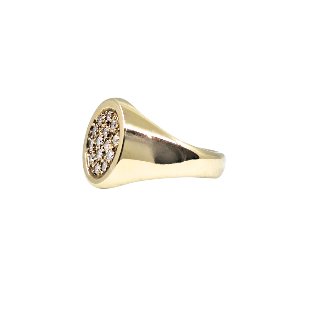 9ct Yellow Gold Gents Diamond Signet Ring