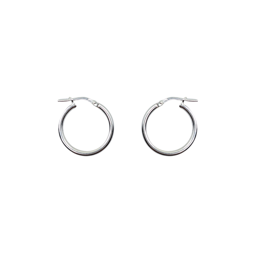 Silver 15mm Tube Hoop Earrings