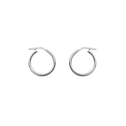 Silver 15mm Tube Hoop Earrings