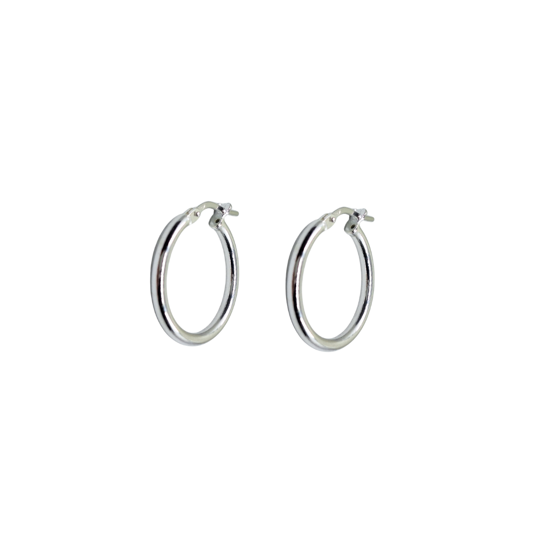 Silver 15mm Tube Hoop Earrings