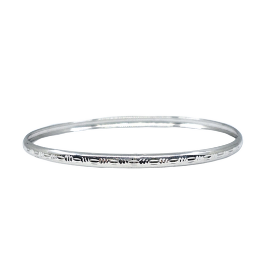 9ct White Gold Engraved Slave Bangle