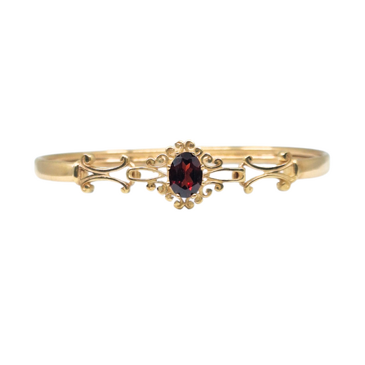 9ct Yellow Gold Garnet Bangle