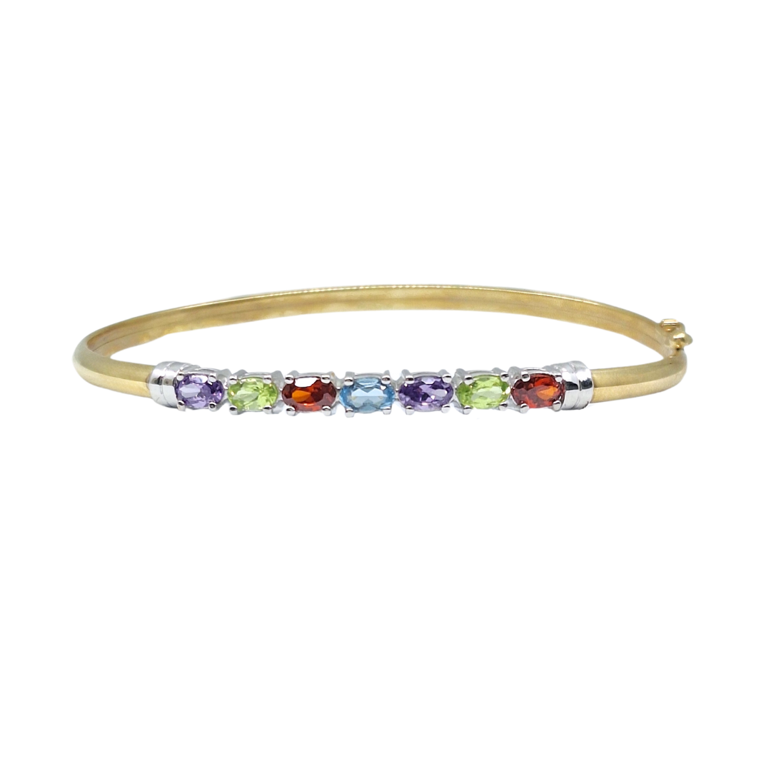 9ct Yellow Gold Multi Gem Stone Bangle