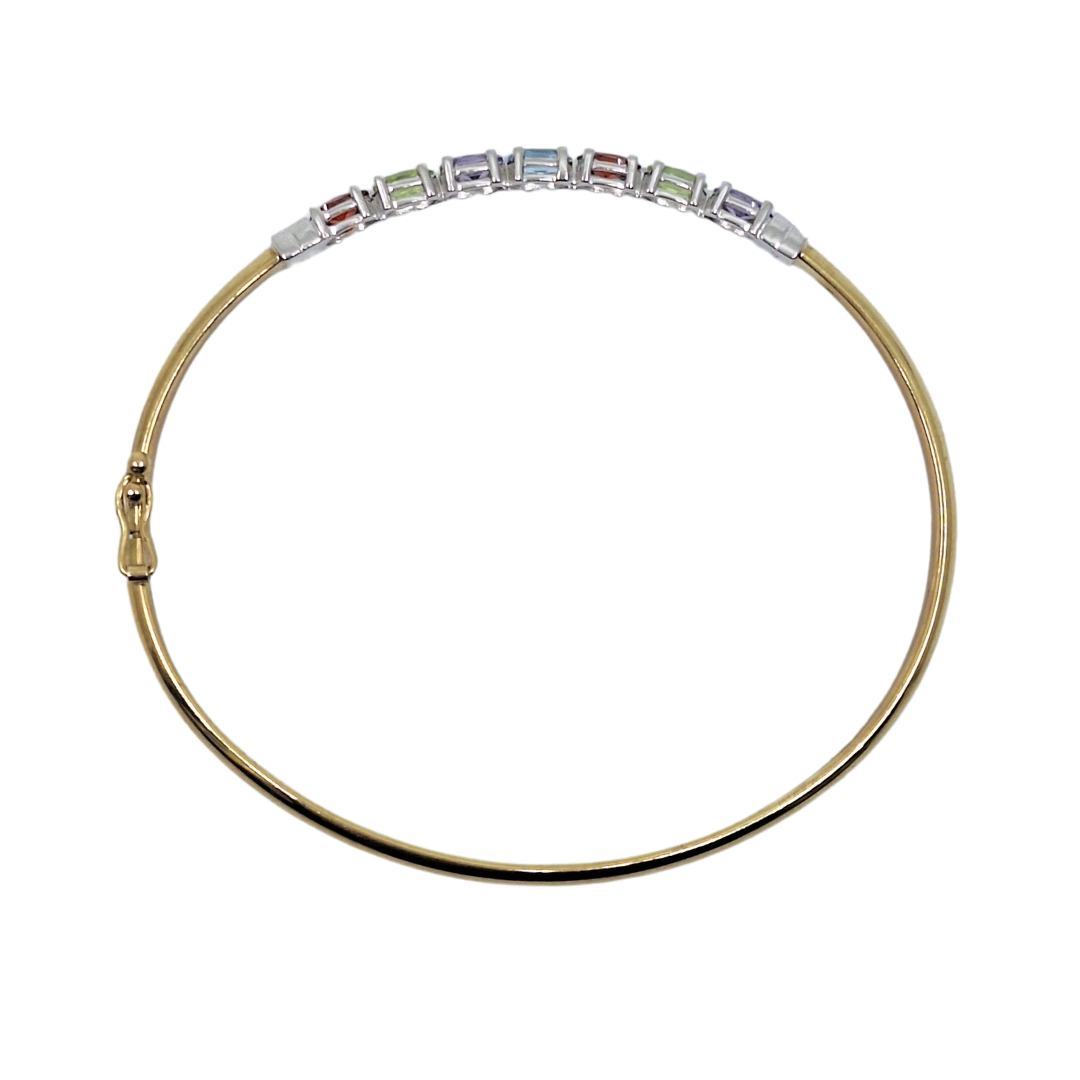 9ct Yellow Gold Multi Gem Stone Bangle