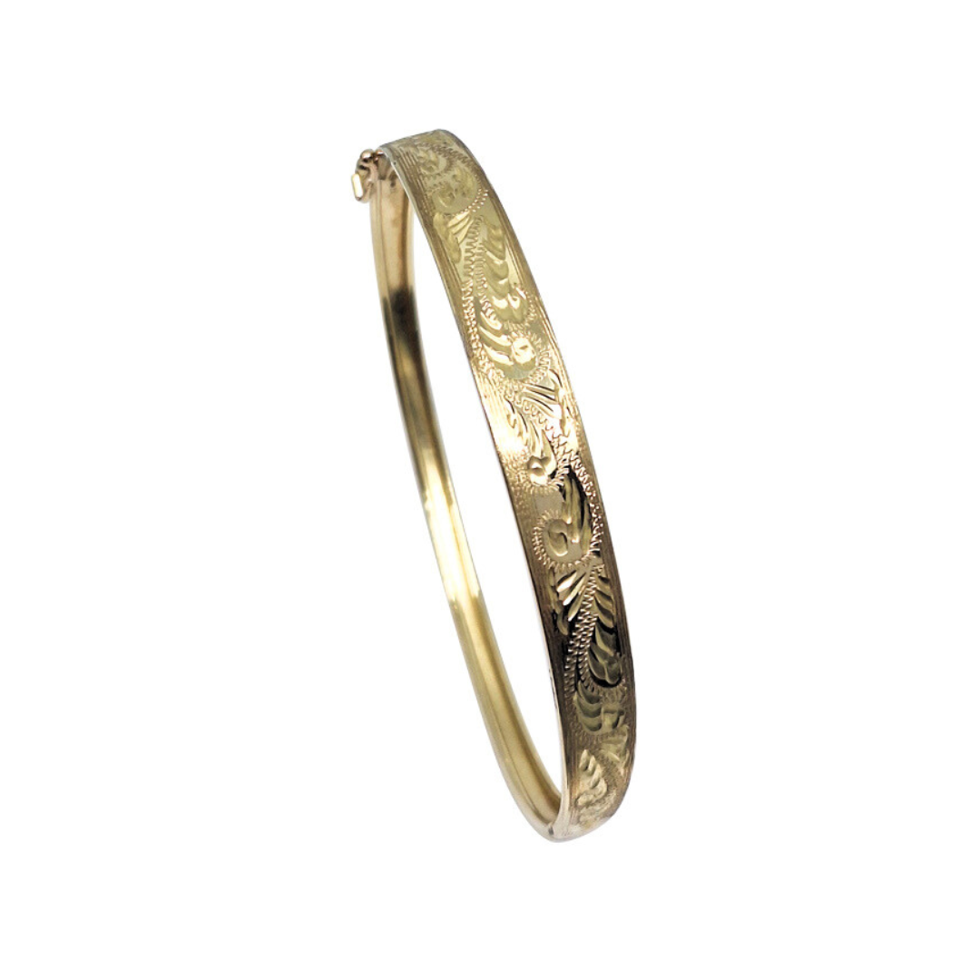 9ct Engraved Hinged Bangle