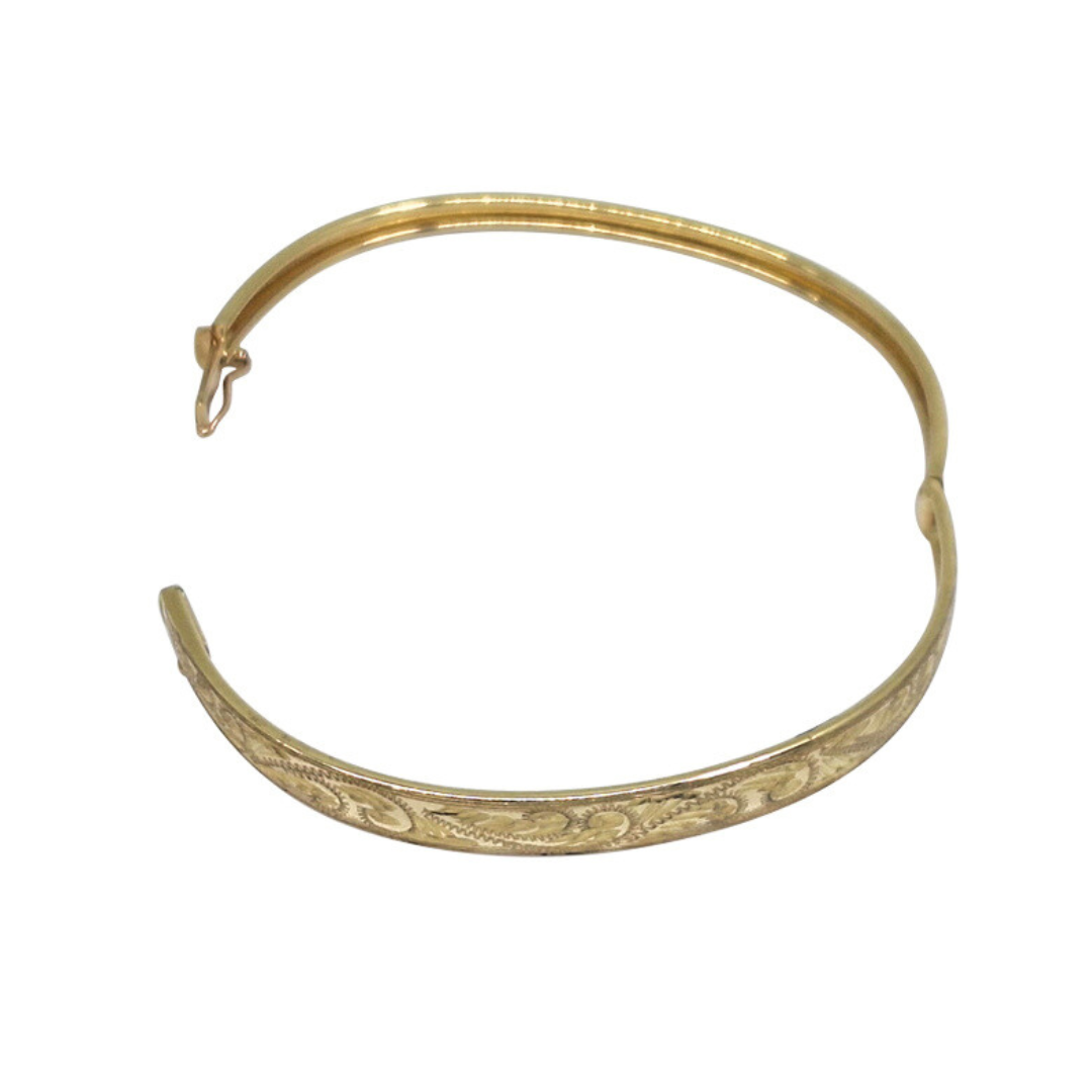 9ct Engraved Hinged Bangle