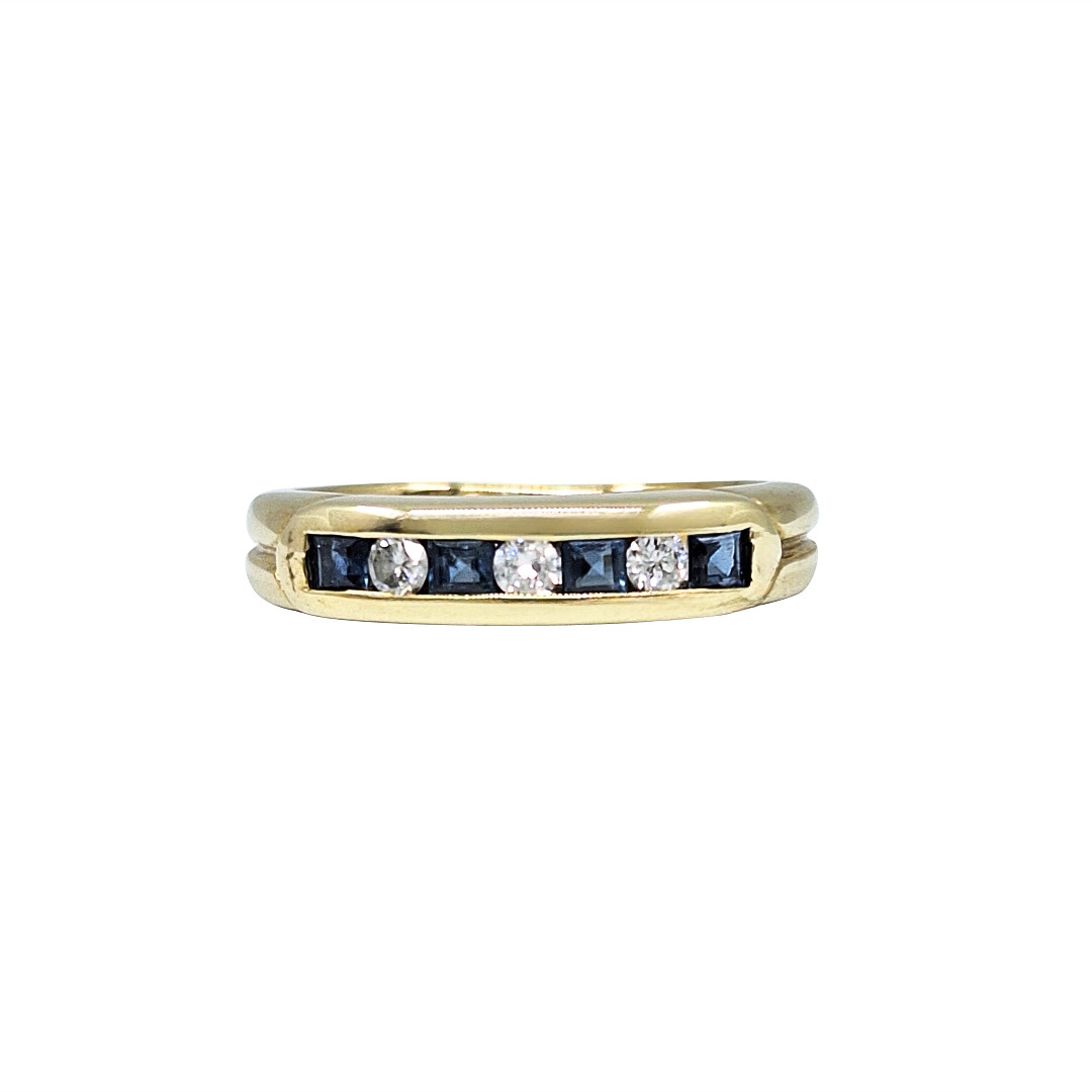 9ct Yellow Gold Sapphire & Diamond Eternity Ring