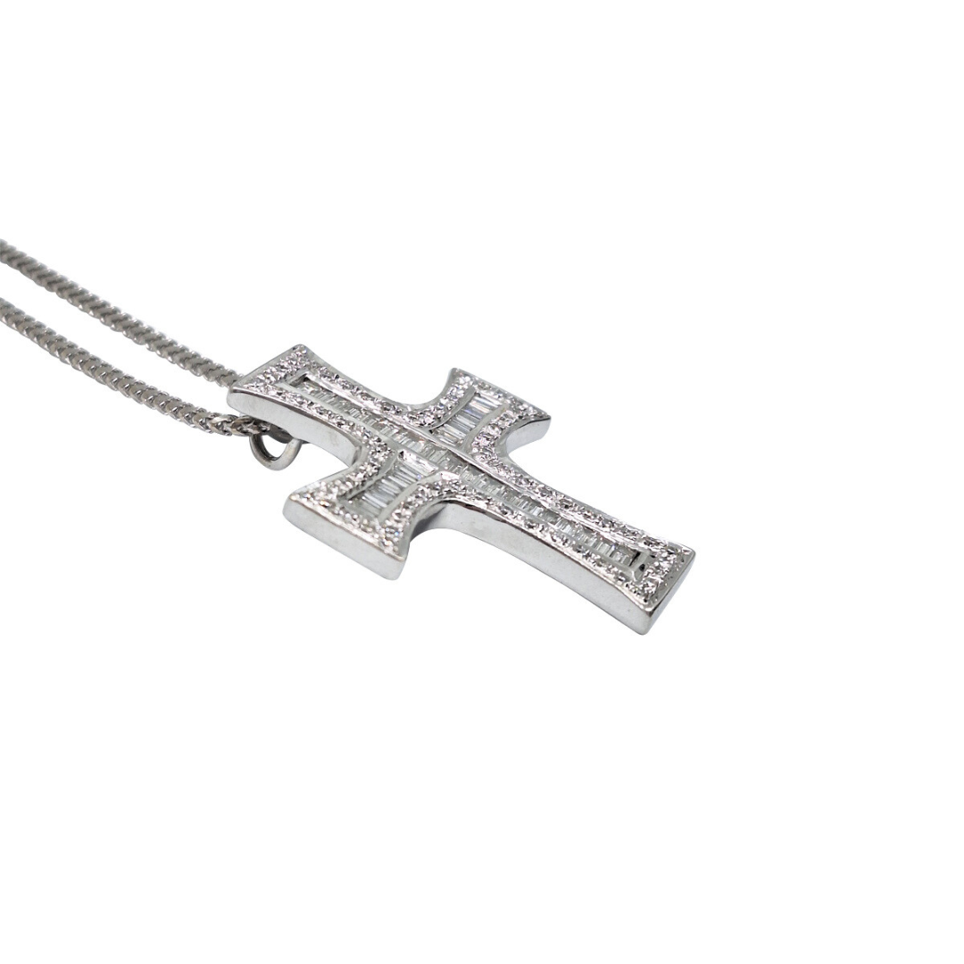 18ct White Gold Diamond Cross pendant &Chain