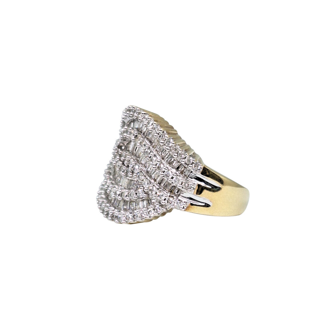 9ct Yellow Gold Diamond Wavy Band Ring