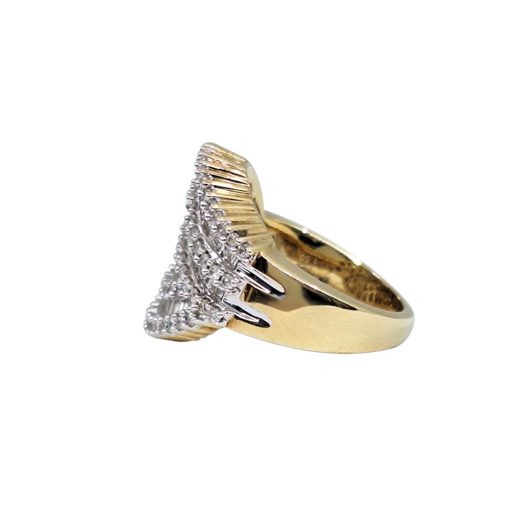 9ct Yellow Gold Diamond Wavy Band Ring