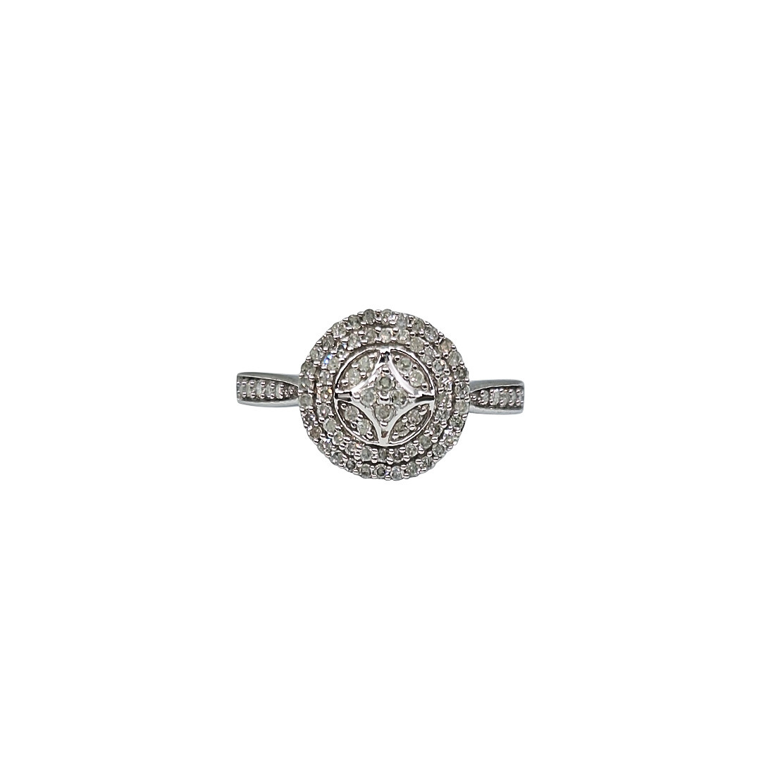 9ct White Gold Diamond Cluster Ring