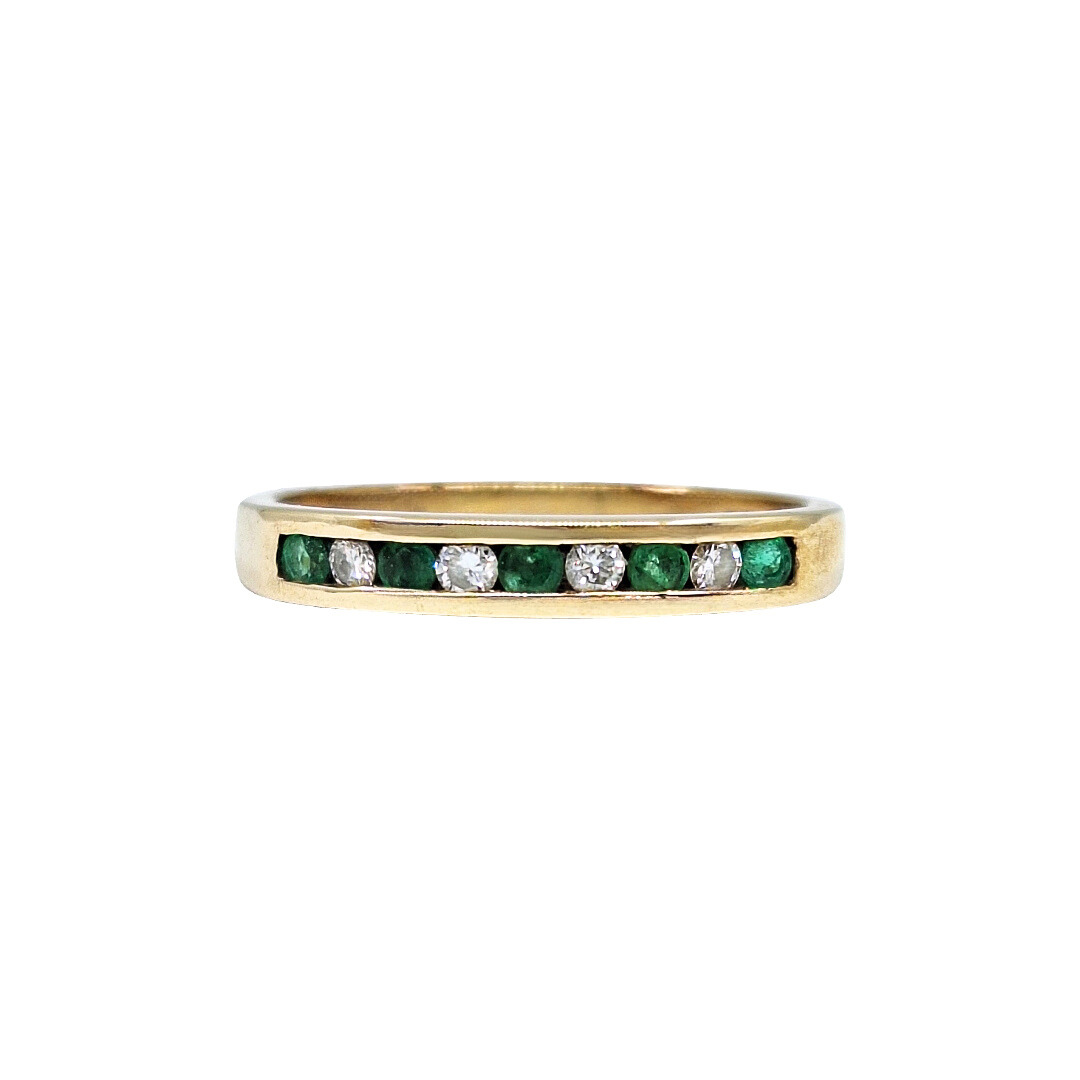 9ct Yellow Gold Emerald & Diamond Eternity Ring