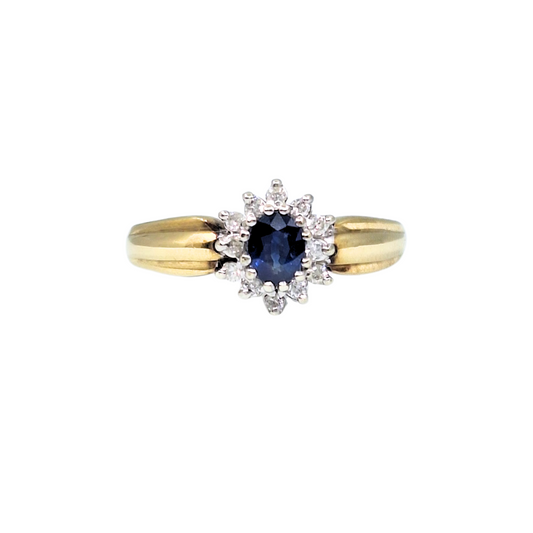 9ct Gold Sapphire & Diamond Cluster Ring