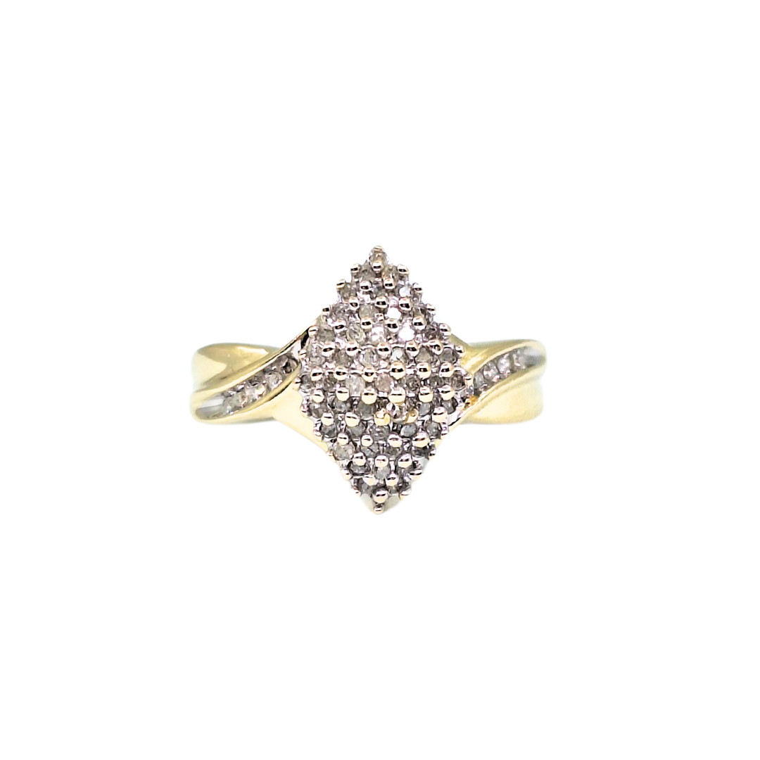 9ct Yellow Gold Diamond Cluster Ring