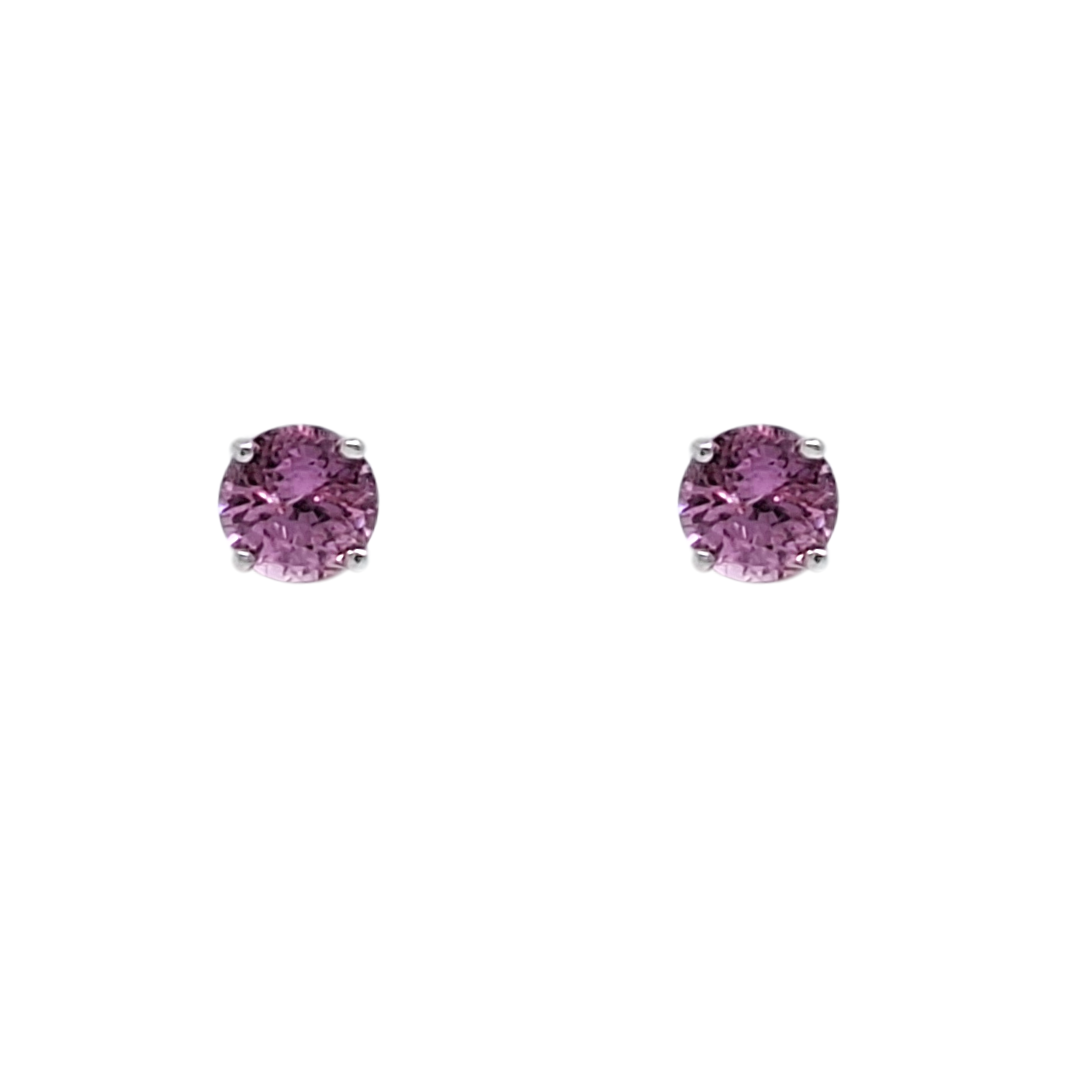 9ct White Gold Pink Sapphire Stud Earrings