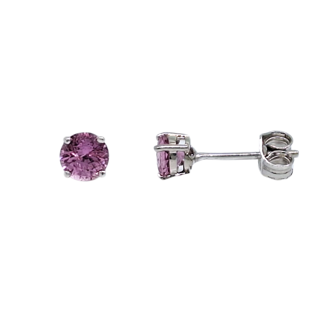 9ct White Gold Pink Sapphire Stud Earrings