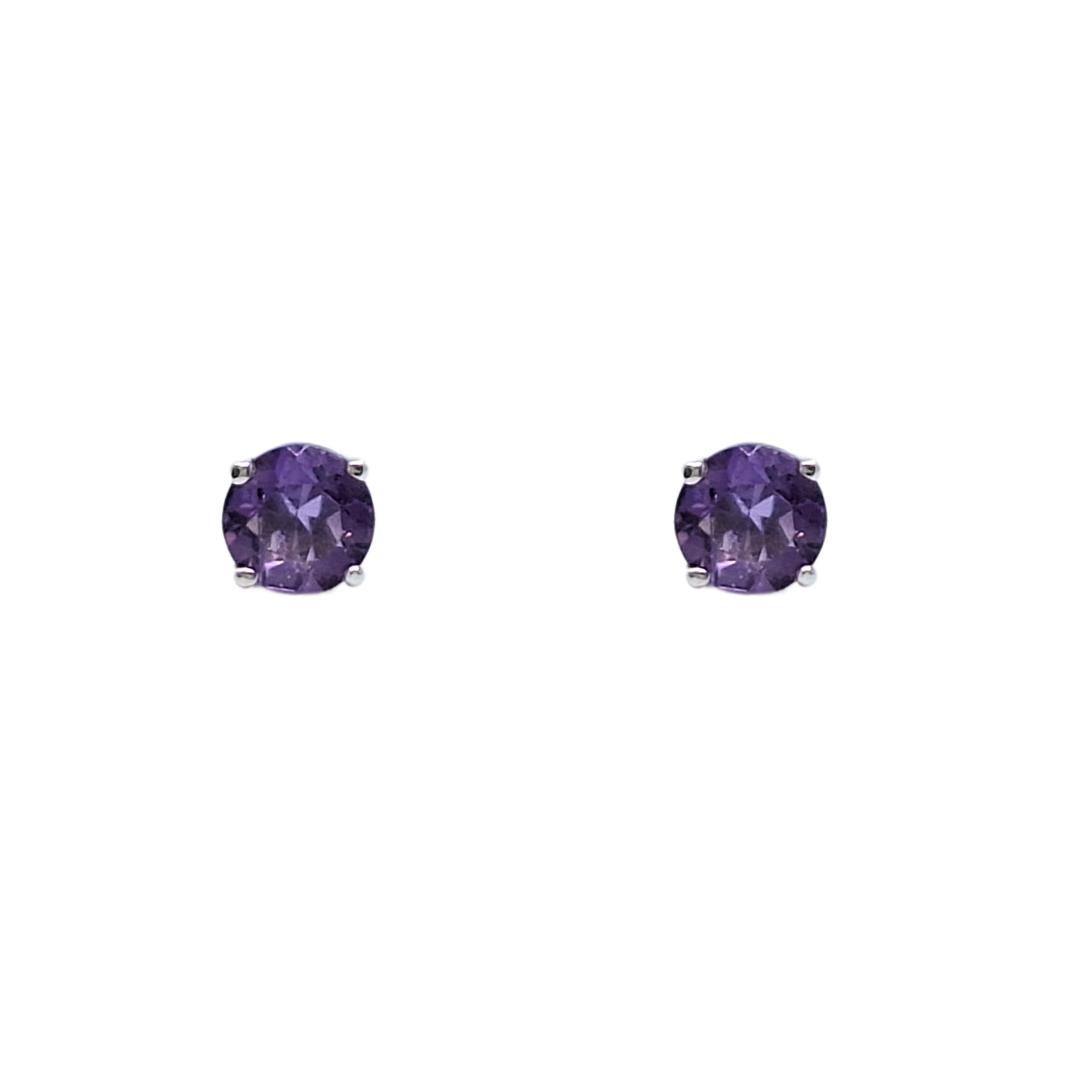 9ct White Gold Amethyst Stud Earrings