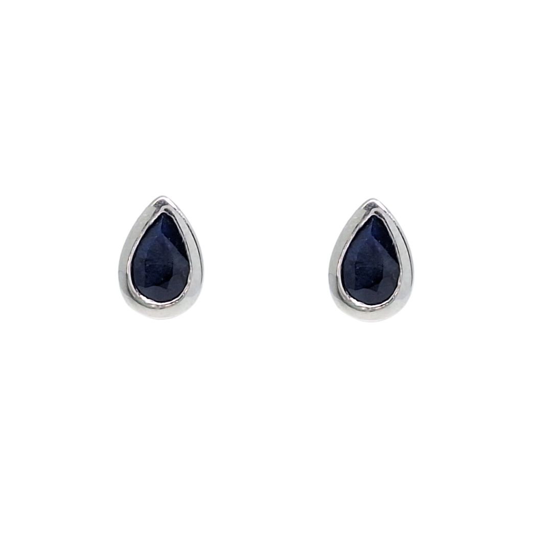 9ct White Gold Sapphire Earrings