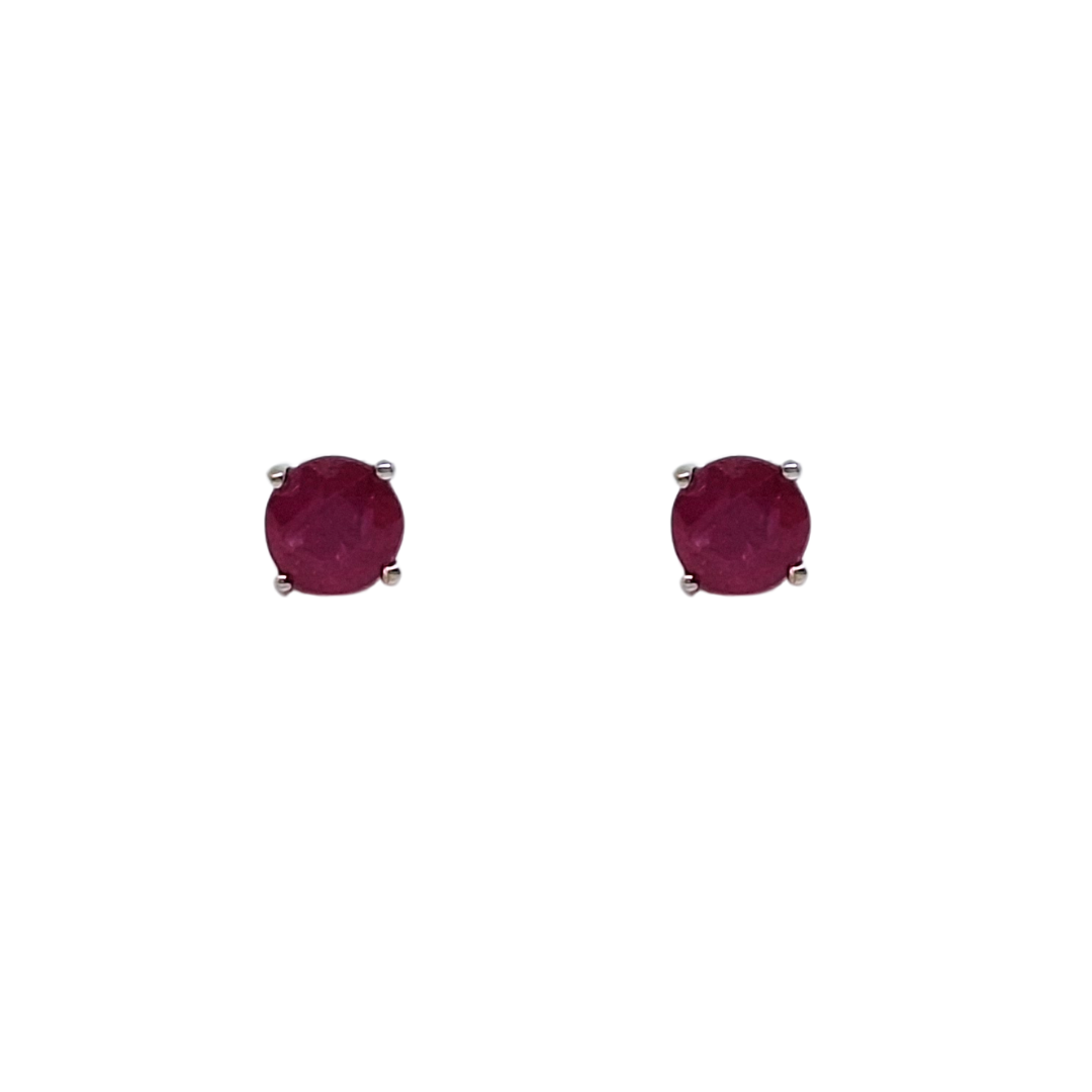 9ct White Gold Ruby Stud Earrings